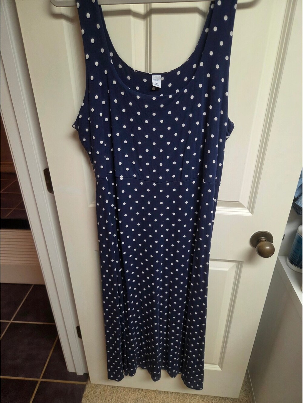 Old Navy Navy Blue Polka Dot Maxi Dress XXL